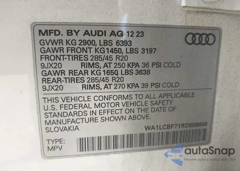 2024 Audi Q7 Premium Plus 45 Tfsi Quattro Tiptronic из США, поврежденный, VIN WA1LCBF71RD008659